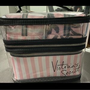 Victoria's Secret Pink Striped Cosmetic Bag Set